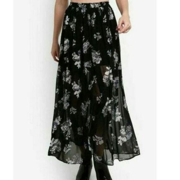 Free People Lydia Floral Black Skirt - Picture 1 of 4